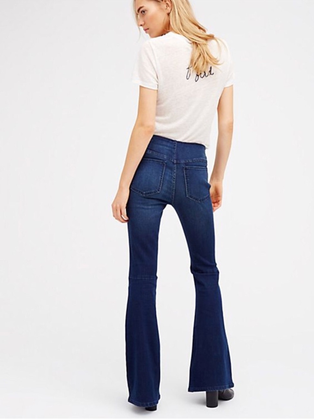 NWOT Free People Indigo High-Rise Penny Pull On Flare Jeans